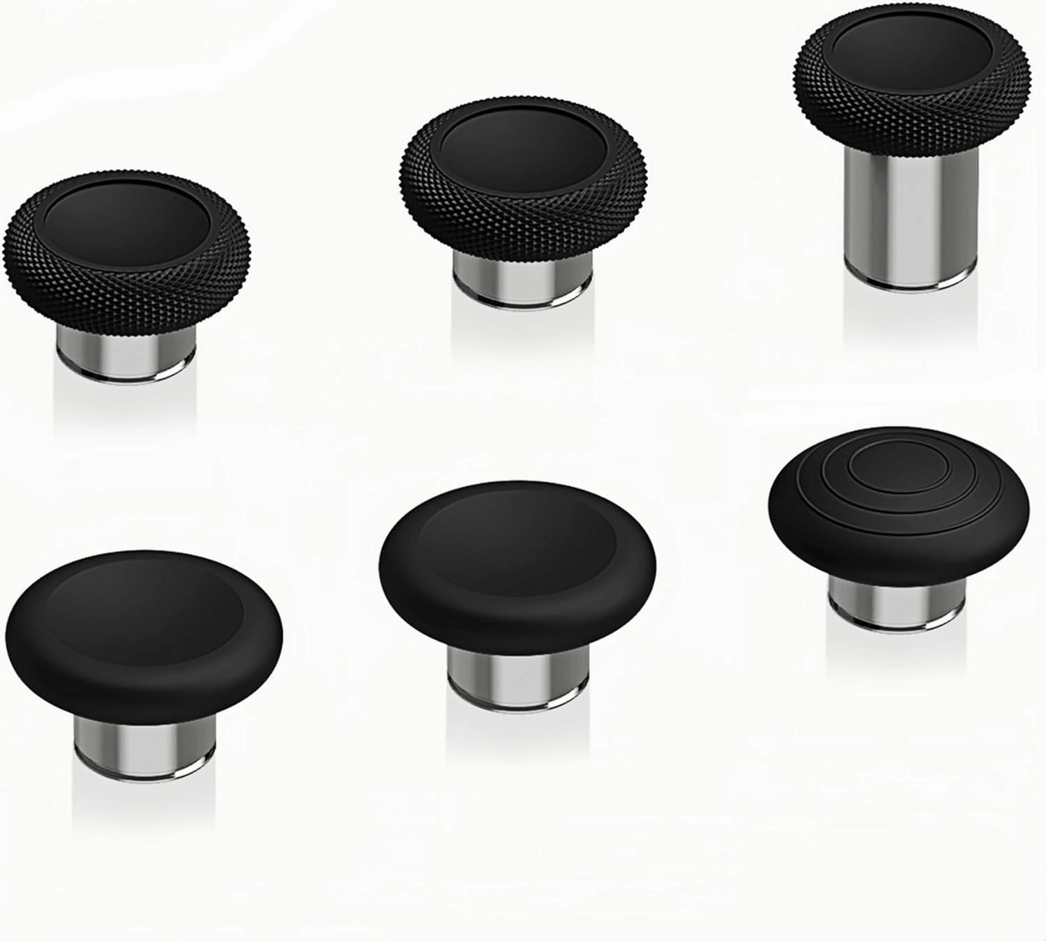 eXtremeRate 6 in 1 Metal Replacement Thumbsticks Grip, Swap Magnetic Joysticks for Xbox One Elite Series 2 & Xbox Elite 2 Core Controller (Model 1797) - Black