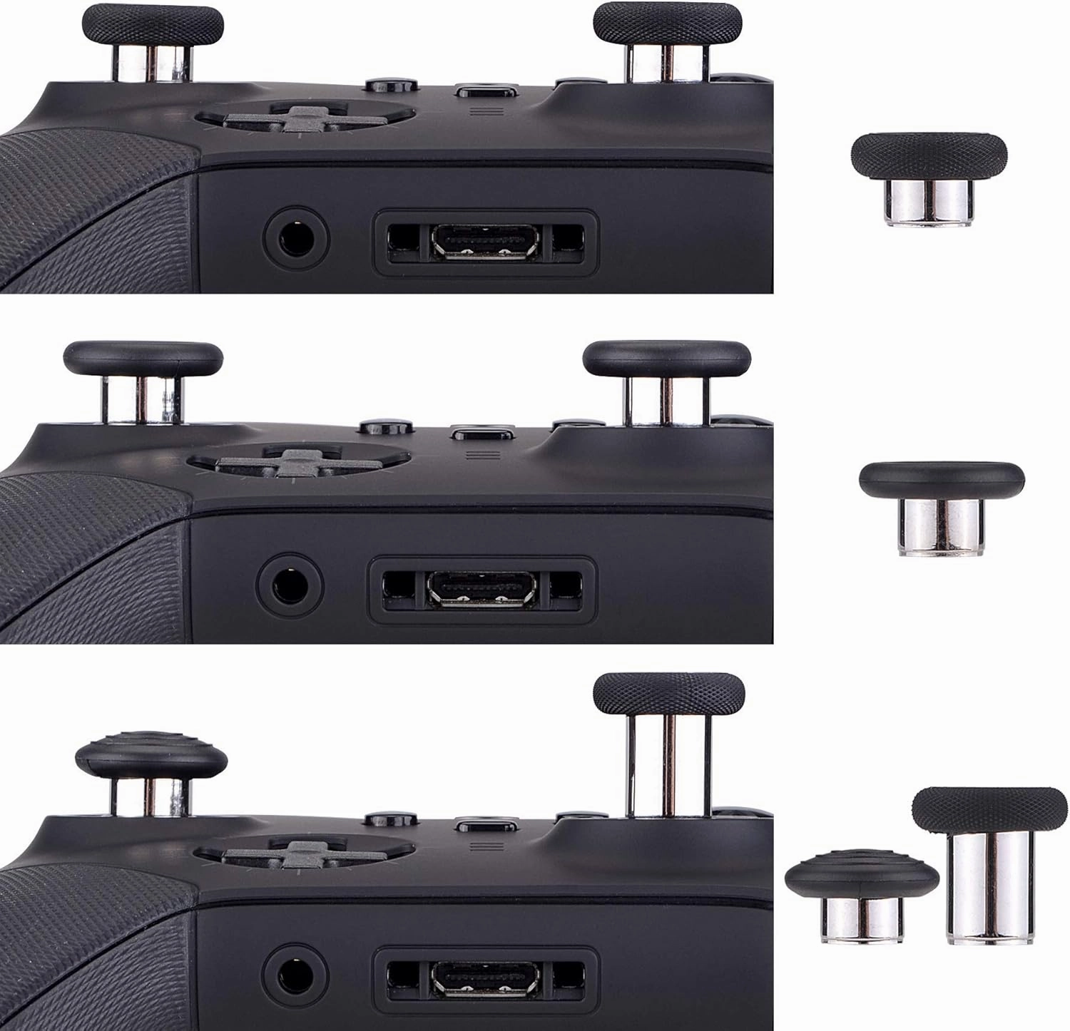 eXtremeRate 6 in 1 Metal Replacement Thumbsticks Grip, Swap Magnetic Joysticks for Xbox One Elite Series 2 & Xbox Elite 2 Core Controller (Model 1797) - Black