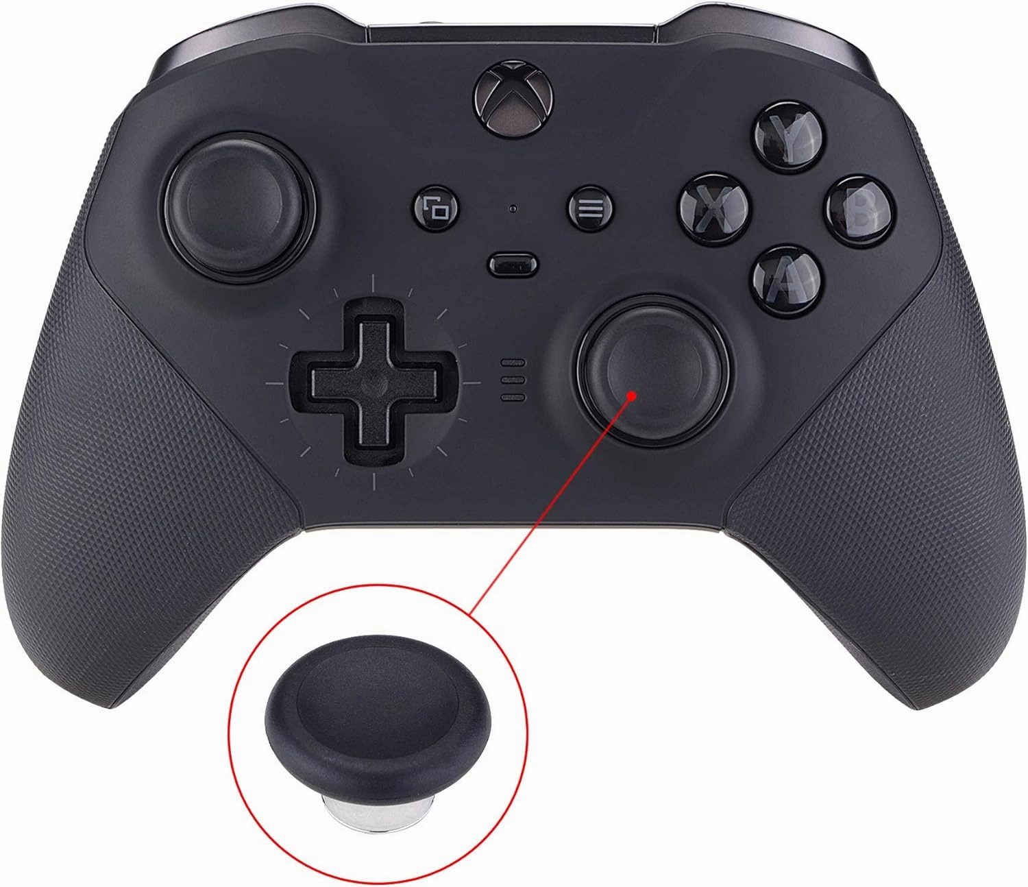 eXtremeRate 6 in 1 Metal Replacement Thumbsticks Grip, Swap Magnetic Joysticks for Xbox One Elite Series 2 & Xbox Elite 2 Core Controller (Model 1797) - Black