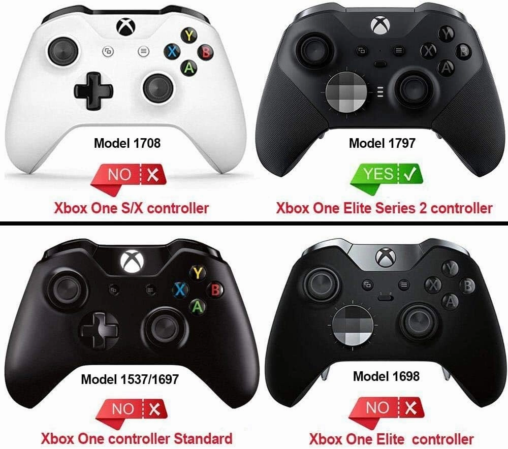 eXtremeRate 6 in 1 Metal Replacement Thumbsticks Grip, Swap Magnetic Joysticks for Xbox One Elite Series 2 & Xbox Elite 2 Core Controller (Model 1797) - Black