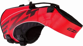 EzyDog DFD X2 Dog Life Jacket - Adjustable Swimming Safety Life Vest Preserver with Continuous Neck Flotation, Reflective Trim, & Grab Handle (Large, Red)