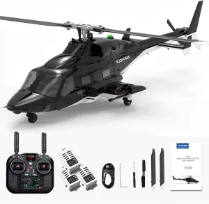 F02S RC Helicopter for Adult, 1/34 Scale 3D/6G 8CH High Precision Flybarless Remote Control Aircraft Model with Laser Radar & GPS Positioning,3 Battery
