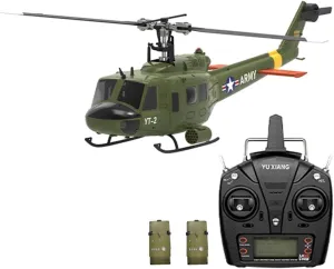 F07-V UH-1 Huey RC Helicopter for Adults, 1/34 Scale 2.4G 6CH Brushless Direct-Drive Flybarless Remote Control Helicopter Model, Indoor Aircraft Flying Toy - RTF