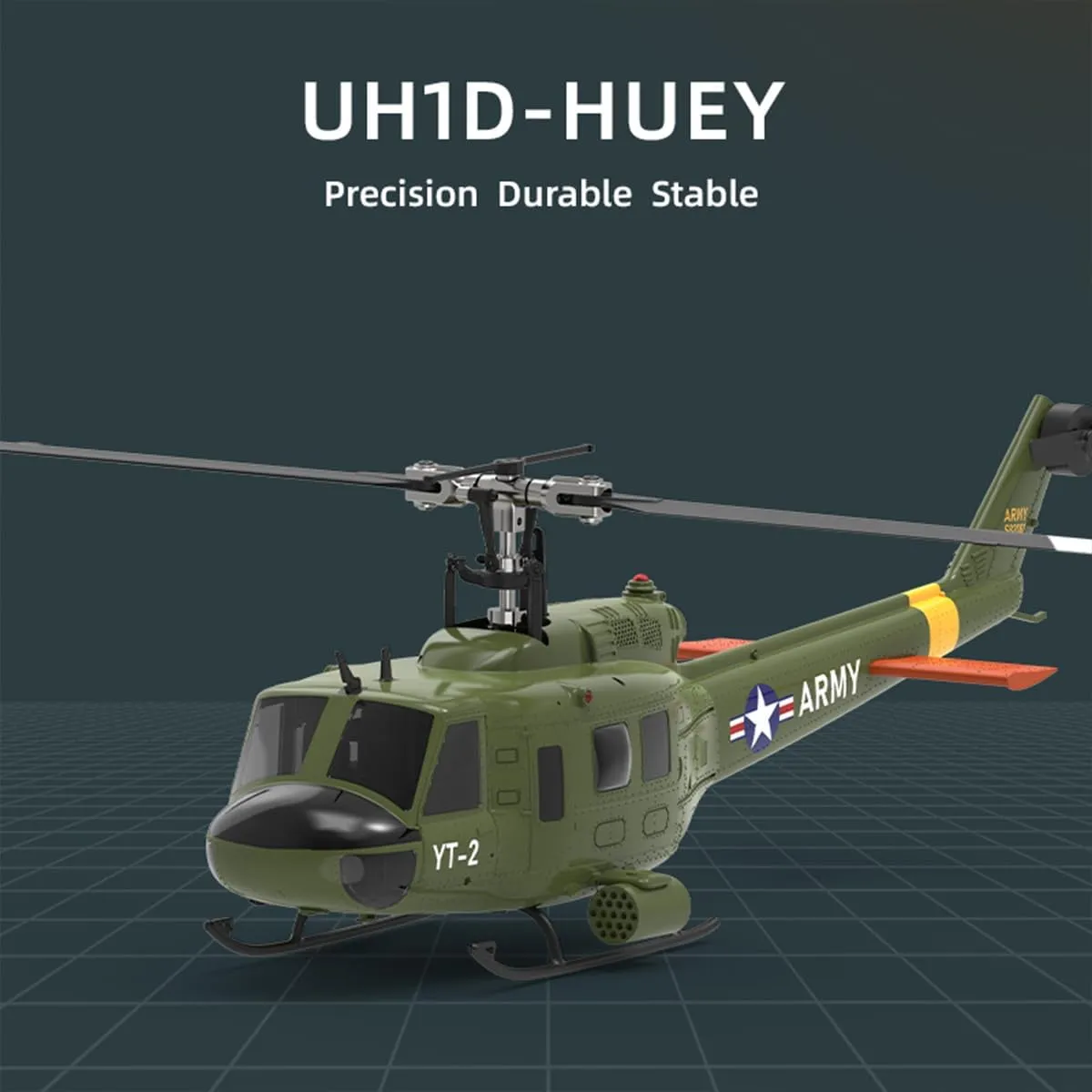 F07-V UH-1 Huey RC Helicopter for Adults, 1/34 Scale 2.4G 6CH Brushless Direct-Drive Flybarless Remote Control Helicopter Model, Indoor Aircraft Flying Toy - RTF