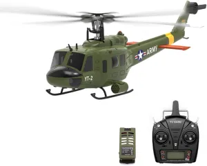 F07-V UH1D Huey Military RC Helicopter, 1/34 Scale 6CH RC Helicopter with 6-Axis Gyro & 3D/6G Dual Modes for Pro-Grade Pilots （No for Beginner
