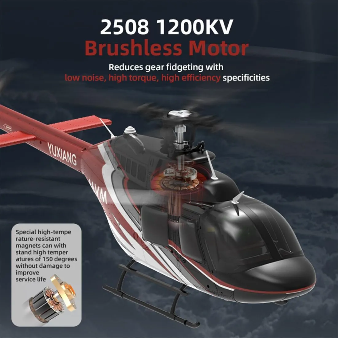 F08 1/27 Scale Bell 206 RC Helicopter, 2.4G 6CH Brushless Direct-Drive 6G Flybarless, RC Airplane with Optical Flow Positioning & 6-axis Gyro (RTF Version/Mode1/Mode2)