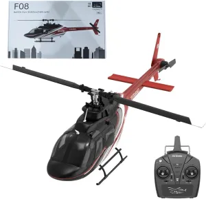 F08 1/27 Scale Bell 206 RC Helicopter, 2.4G 6CH Brushless Direct-Drive 6G Flybarless, RC Airplane with Optical Flow Positioning & 6-axis Gyro (RTF Version/Mode1/Mode2)