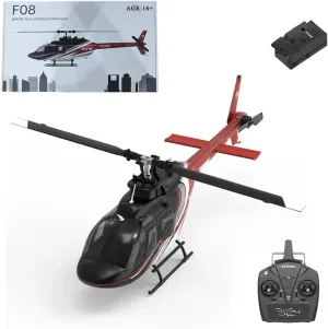 F08 Bell 206 RC Helicopter with One-Key Inverted Flight, 1/27 Scale 2.4G 6CH Brushless Direct-Drive RC Helicopter with 6G Stability & Optical Flow Positioning - RTF