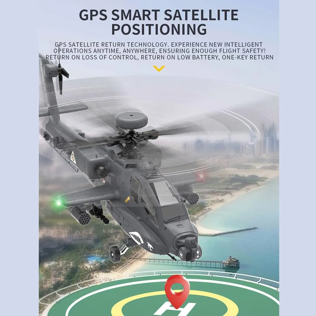 F11-S AH64 RC Helicopter for Adults, Remote Control Flying Helicopter, 1/32 Scale 2.4G 6CH RC Electric Airplane, RTF Easy to Beginners