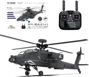 F11-S AH64 RC Helicopter for Adults, Remote Control Flying Helicopter, 1/32 Scale 2.4G 6CH RC Electric Airplane, RTF Easy to Beginners