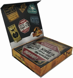 Factory Entertainment Jurassic World Metal Warning Signs Scaled Prop Replica