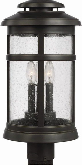 Feiss Lighting-Newport-Three Light Outdoor Post Lantern in Transitional Style Made with StoneStrong for Coastal Environm