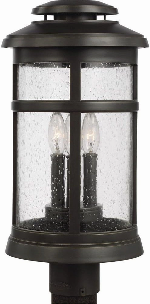 Feiss Lighting-Newport-Three Light Outdoor Post Lantern in Transitional Style Made with StoneStrong for Coastal Environm