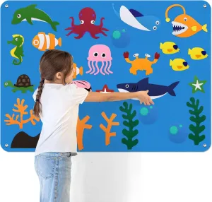 Felt Story Board Set for Kids 3-5 Years Old, Sea Preschool Storytelling, Classroom Flannel Toy for Toddlers, Early Learning Interactive Play Kit for Birthday Gifts Wall Hanging