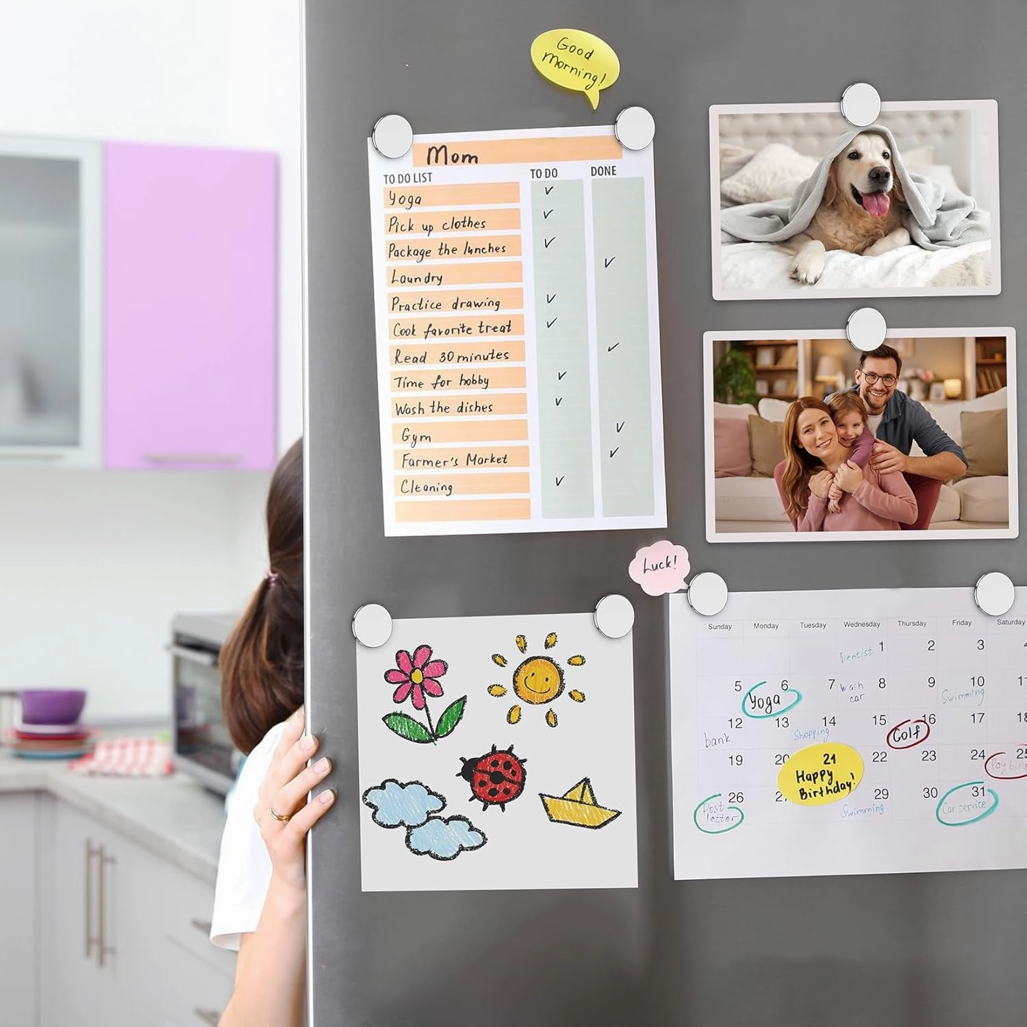 FINDMAG Disc Magnets with Double-Sided Adhesive, Magnets Perfect for Craft, Office, Scientific, Home
