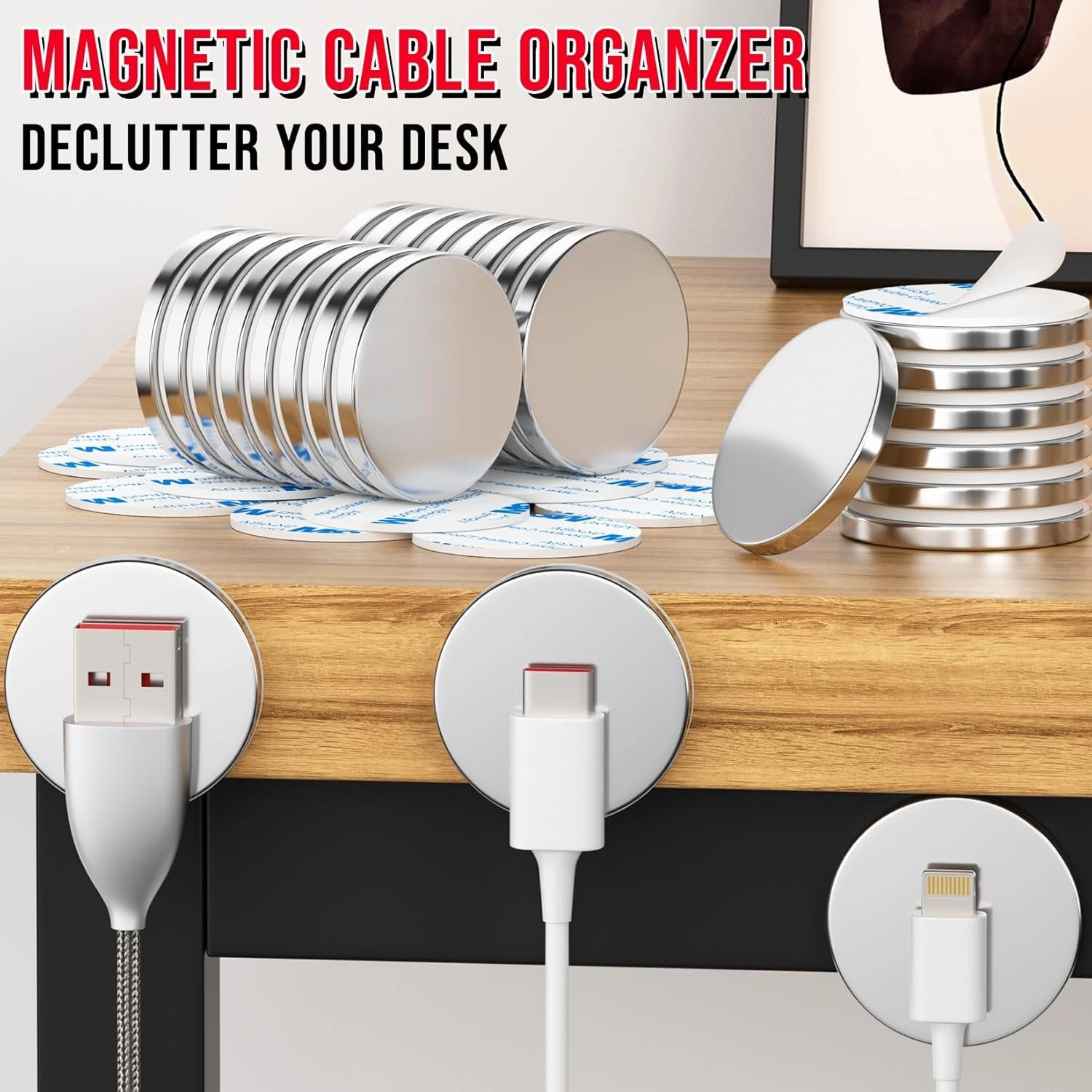 FINDMAG Disc Magnets with Double-Sided Adhesive, Magnets Perfect for Craft, Office, Scientific, Home