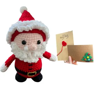Finished Handmade Crochet Baby Doll from Safe Cotton Yarn | Christmas Gift Set | Xmas Decoration Ornament | 3D Card | Great Toy Birthday Gift for Kids | Cute Fairy Doll | Amigurumi (santa)