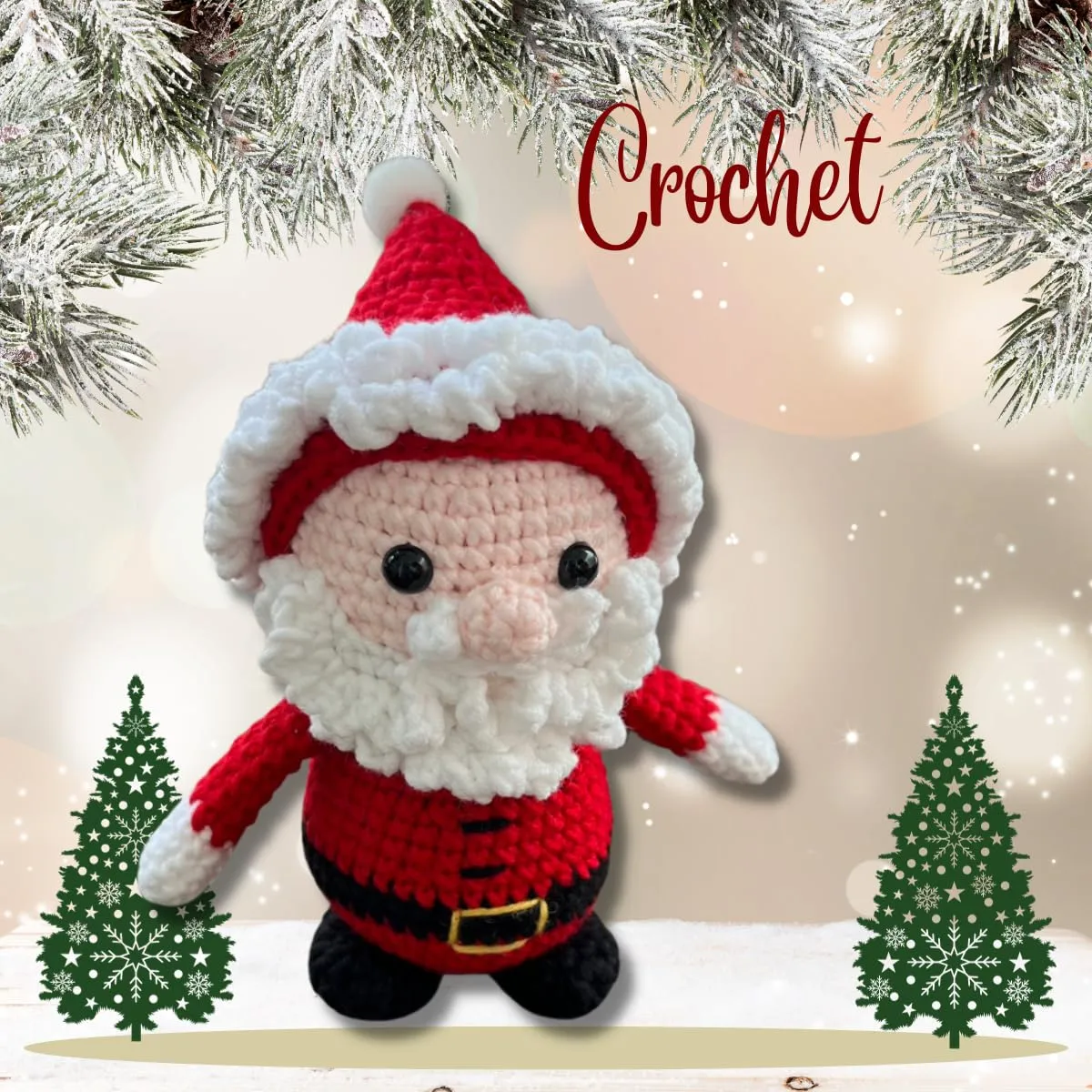 Finished Handmade Crochet Baby Doll from Safe Cotton Yarn | Christmas Gift Set | Xmas Decoration Ornament | 3D Card | Great Toy Birthday Gift for Kids | Cute Fairy Doll | Amigurumi (santa)