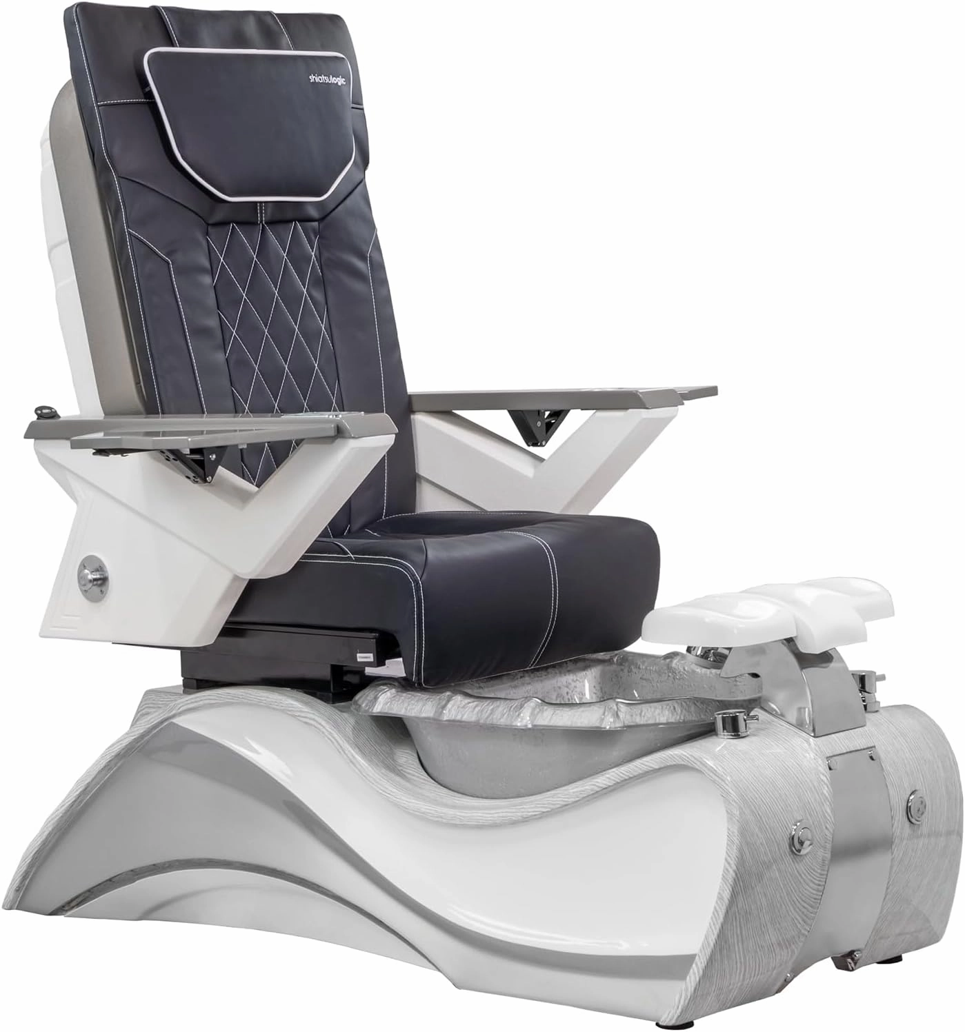 FIOR Shiatsulogic Pedicure Chair FX White/Grey Oak Trim Pedicure Tub w/Discharge Pump & Pipe-Less Magnetic Jet Pedicure Spa, Chocolate Cover Set