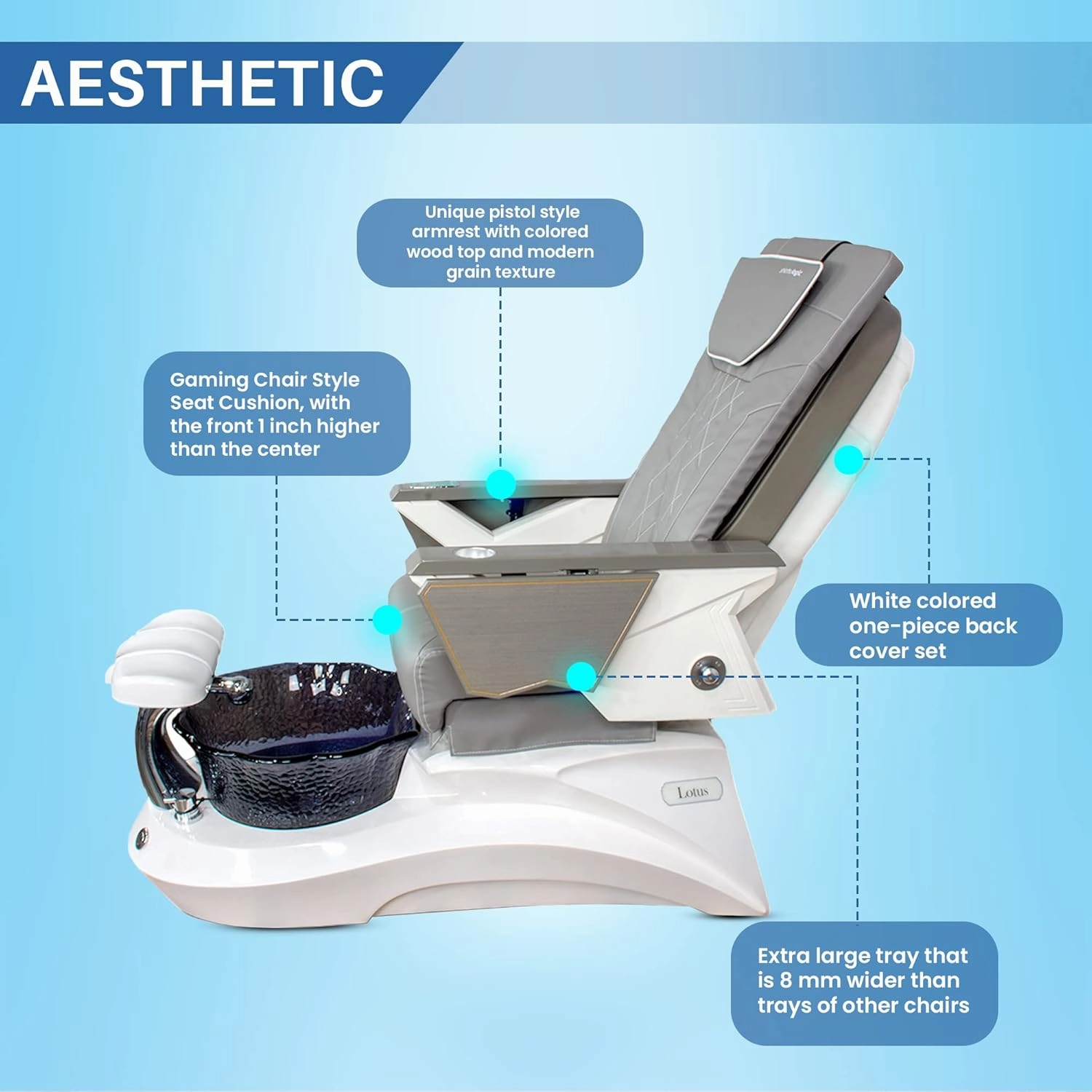 FIOR Shiatsulogic Pedicure Chair FX White/Grey Oak Trim Pedicure Tub w/Discharge Pump & Pipe-Less Magnetic Jet Pedicure Spa, Chocolate Cover Set