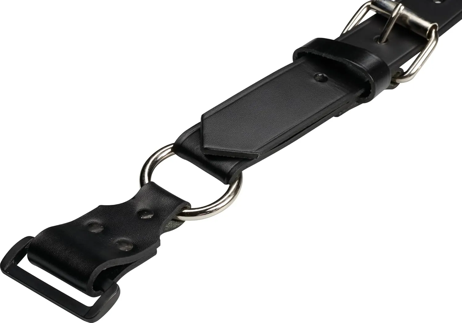 Firefighter Leather Suspenders with Loop with ABS Ring Attachment 4-Point Connection with Adjustable Straps