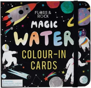Floss & Rock Magic Water Cards - Space Theme - Reusable & Portable - Discover Colors & Patterns That Appear and Disappear - Educational Toy for Kids with Water Pen and Travel Case