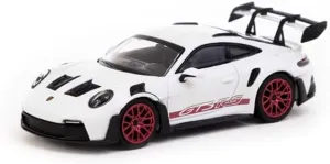 FloZ for Tarmac Works x MINICHAMPS for Porsche for 911 for GT3 for RS White and red Stripes Limited Edition 1:64 Car Pre-Built Model