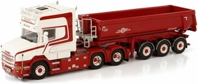 FloZ for WSI for Scania 4 Series Torpedo for Topline 6X2 TAG AXLE Halfpipe Tipper - 3 AXLE for KILLINGMO FRESESERVICE AS 1/50 Truck Pre-Built Model