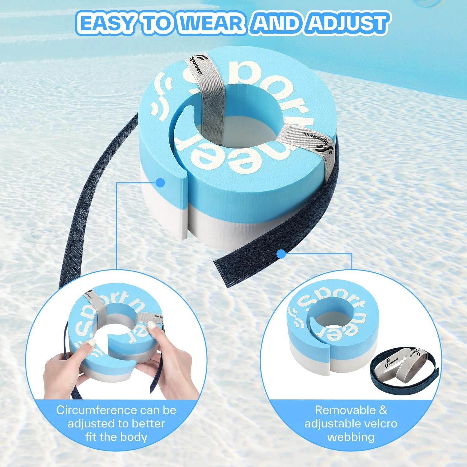Foam Aquatic Cuffs Exercise Equipment: Sportneer Water Aerobics Float Ring with Adjustable Webbing Pool Exercise Workout Set Water Ankle Ring