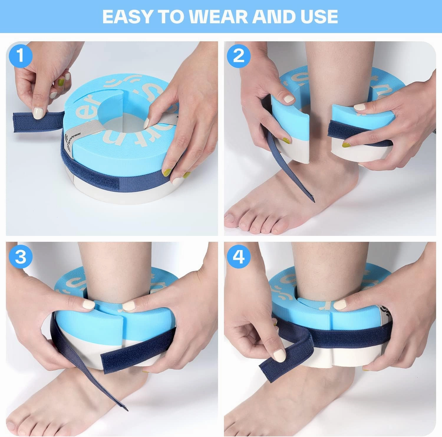 Foam Aquatic Cuffs Exercise Equipment: Sportneer Water Aerobics Float Ring with Adjustable Webbing Pool Exercise Workout Set Water Ankle Ring