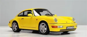 for NOREV for Porsche for 911 for 964 for Carrera 2 1992 Yellow Hardtop 1:18 Truck Pre-Built Model