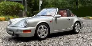 for NOREV for Porsche for 911 for Carrera 4 for Targa 1991 Convertible Silver 1:18 Truck Pre-Built Model