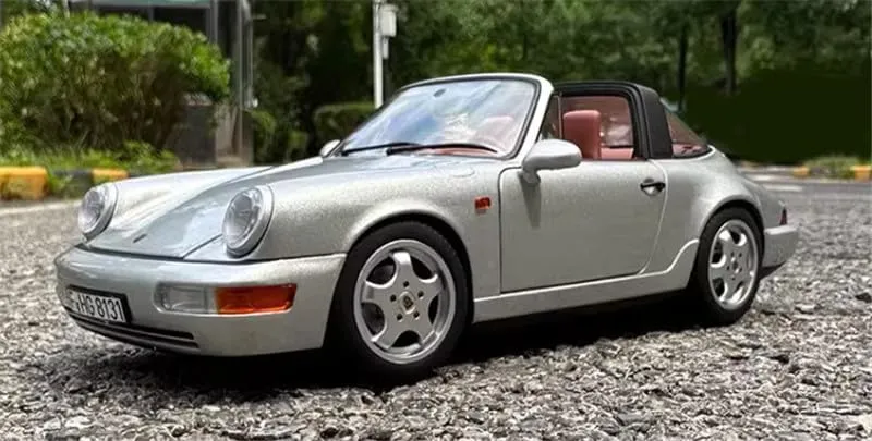 for NOREV for Porsche for 911 for Carrera 4 for Targa 1991 Convertible Silver 1:18 Truck Pre-Built Model