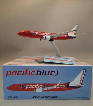 for WB Models Pacific Blue Airlines for Boeing B737-8FE ZK-PBI with Stand 1:200 Aircraft Pre-Built Model
