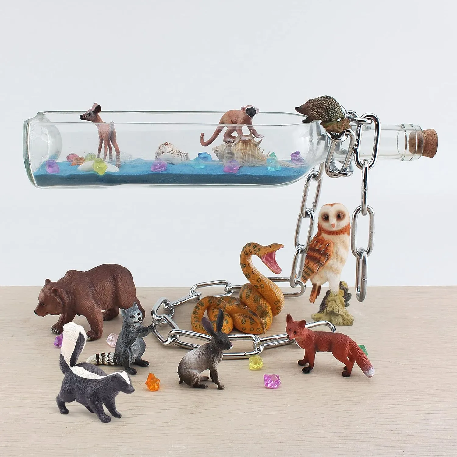 Forest Animal Figure Realistic Playset 10PCS Woodland Animal Figurines Toys Set Cake Toppers School Project Diorama Model Toy for Kids Fox Figurine Deer Figurine