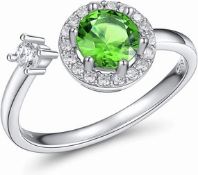 FOREVER QUEEN Birthstone Rings for Women 925 Sterling Silver Womens Month Ring Adjustable Ring Anniversary Birthday Mother's Day Jewelry Gift for Wife Mom Daughter Friend