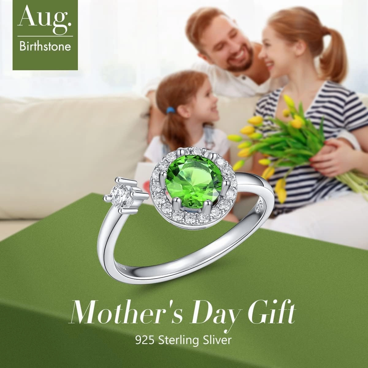 FOREVER QUEEN Birthstone Rings for Women 925 Sterling Silver Womens Month Ring Adjustable Ring Anniversary Birthday Mother's Day Jewelry Gift for Wife Mom Daughter Friend