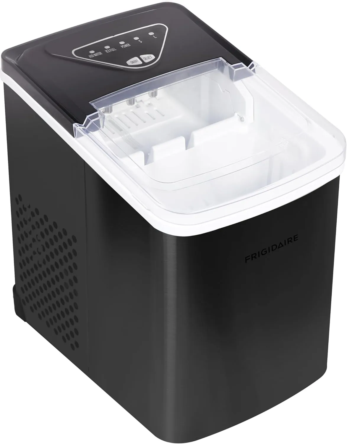 Frigidaire EFIC123-SSBLACK Compact Countertop Ice Maker, 26lbs of Ice per Day, Black Stainless