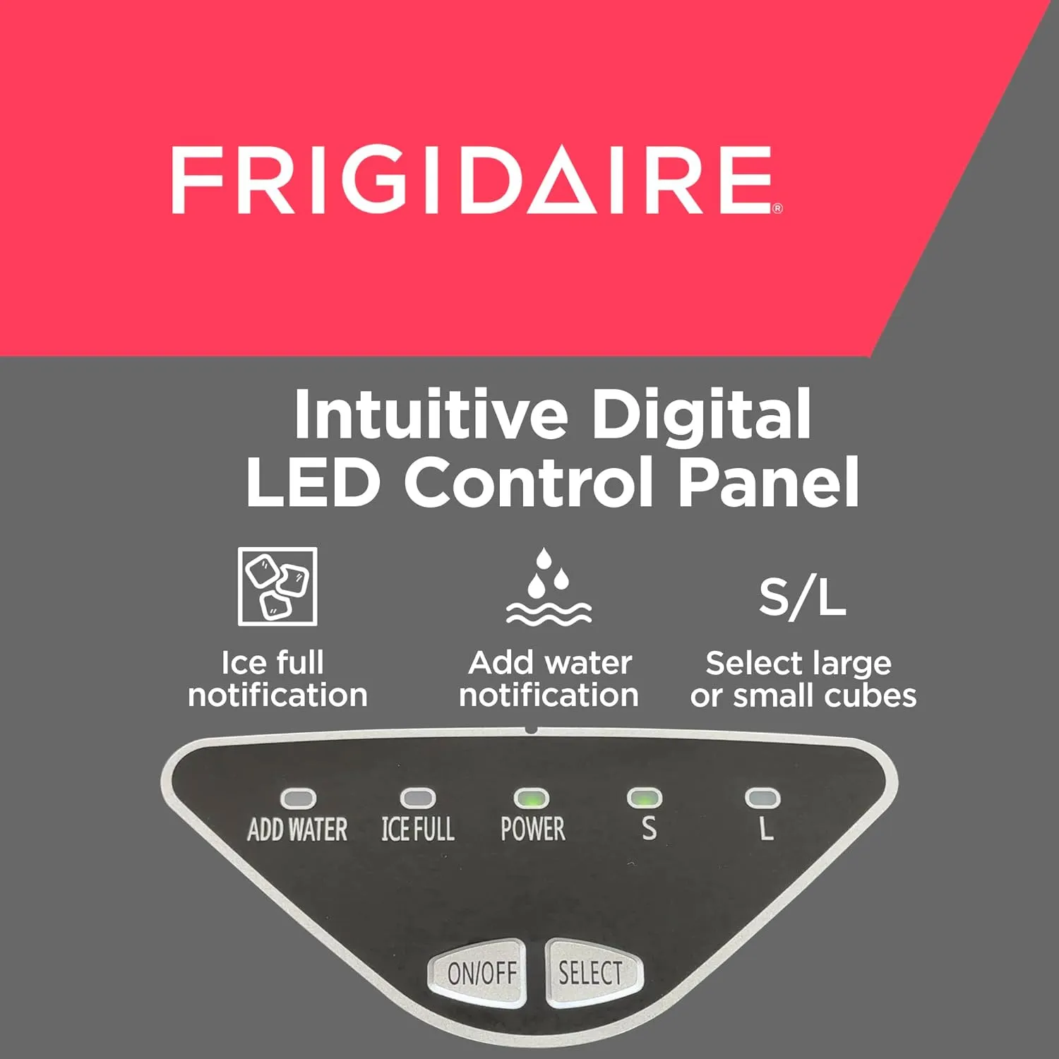 Frigidaire EFIC123-SSBLACK Compact Countertop Ice Maker, 26lbs of Ice per Day, Black Stainless