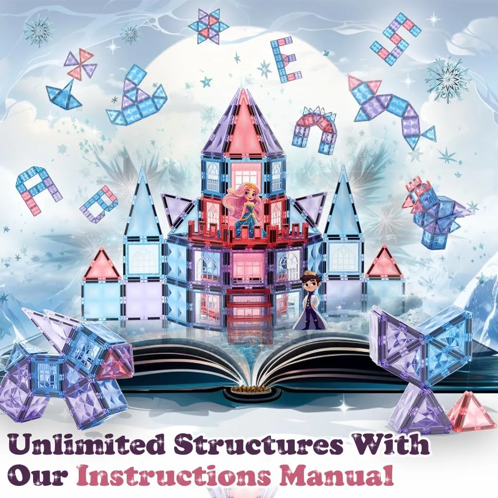 Frozen Magnetic Tiles 3 Year Old Girl Gifts 5 Year Old 4 Year Old Girl Birthday Gifts Princess Toys Magnet Tiles Building Blocks Castle Age 3 4 5 6 7 8