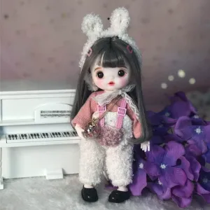 Full Set 16cm Mini BJD Dolls, 1/8 Ball Jointed Girl Doll, with Fashion Clothes Full Set Outfits Shoes Wigs Face Makeup, Best Gifts for Kids Girls (40#)
