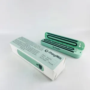 fully automatic vacuum sealing machine is small in size, easy to carry, and used for storing food and ingredients. Vacuum sealing machine - green