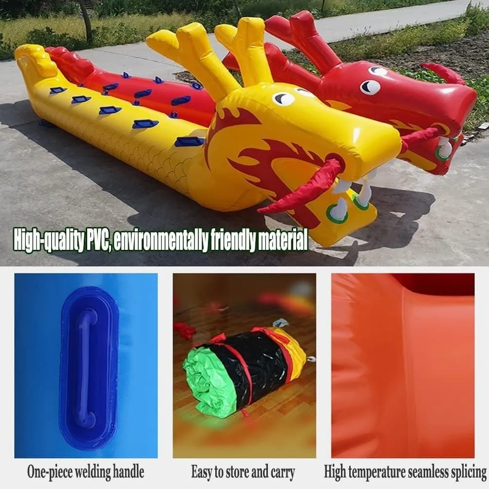 Fun Sports Event Riding Running Game Toy Inflatable Dragon Boat, Teamwork Game Equipment 2 Pcs (Size : 6 Seats)
