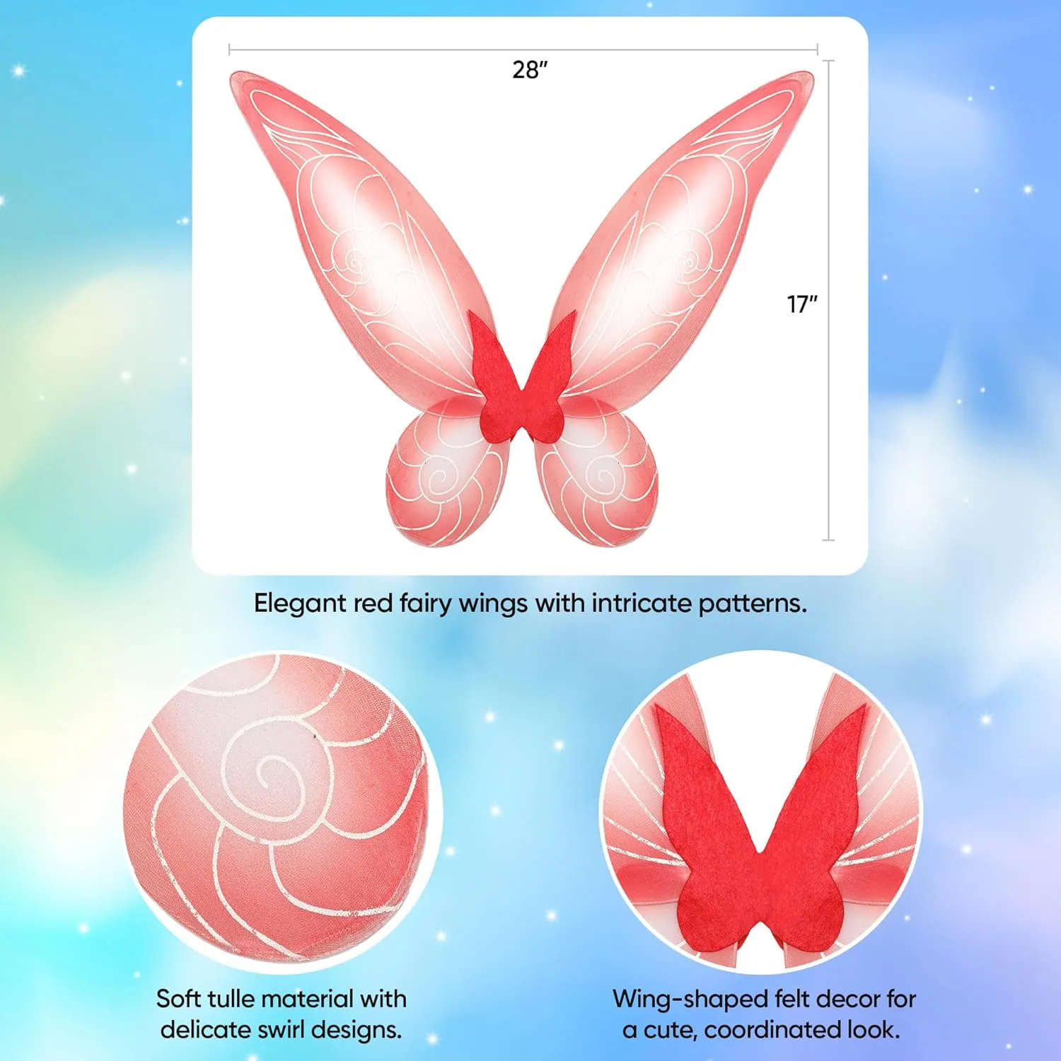 Funcredible Fairy Wings, Crown and Glitter - Fairy Costume Accessories - Butterfly Costume - Halloween Costumes for Women