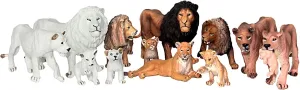 FUNSHOWCASE African Jungle Animals Toy Lions Figure Realistic Plastic Figurine Playset Lot 13-Piece