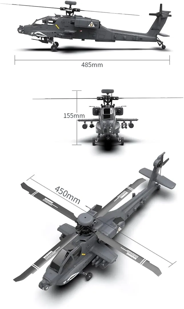 FunXylophy RC Helicopter for Adults, 1/32 Scale F11-S AH64 2.4G 6CH Dual-axis Co-Drive Flybarless RC Helicopter with GPS Flight Control System (RTF GPS Smart Version)