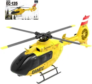 FunXylophy Remote Control Helicopter for Adult, 1: 36 EC-135 2.4G 6CH Direct-Drive Brushless Remote Control Helicopter 3D Aerobatic Aircraft Model with Controller (RTF Version/Yellow)
