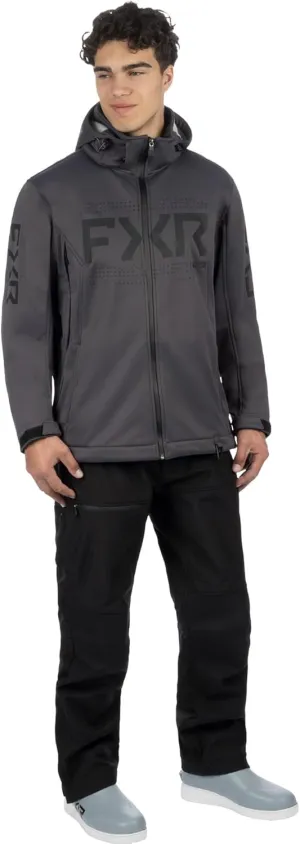 FXR Mens Helium Softshell Jacket HydrX Adjustable Hood/Hem Pockets Asphalt/Black