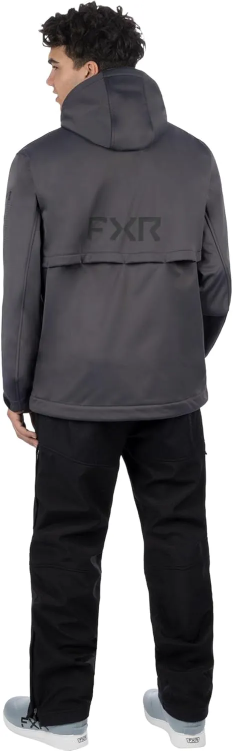 FXR Mens Helium Softshell Jacket HydrX Adjustable Hood/Hem Pockets Asphalt/Black
