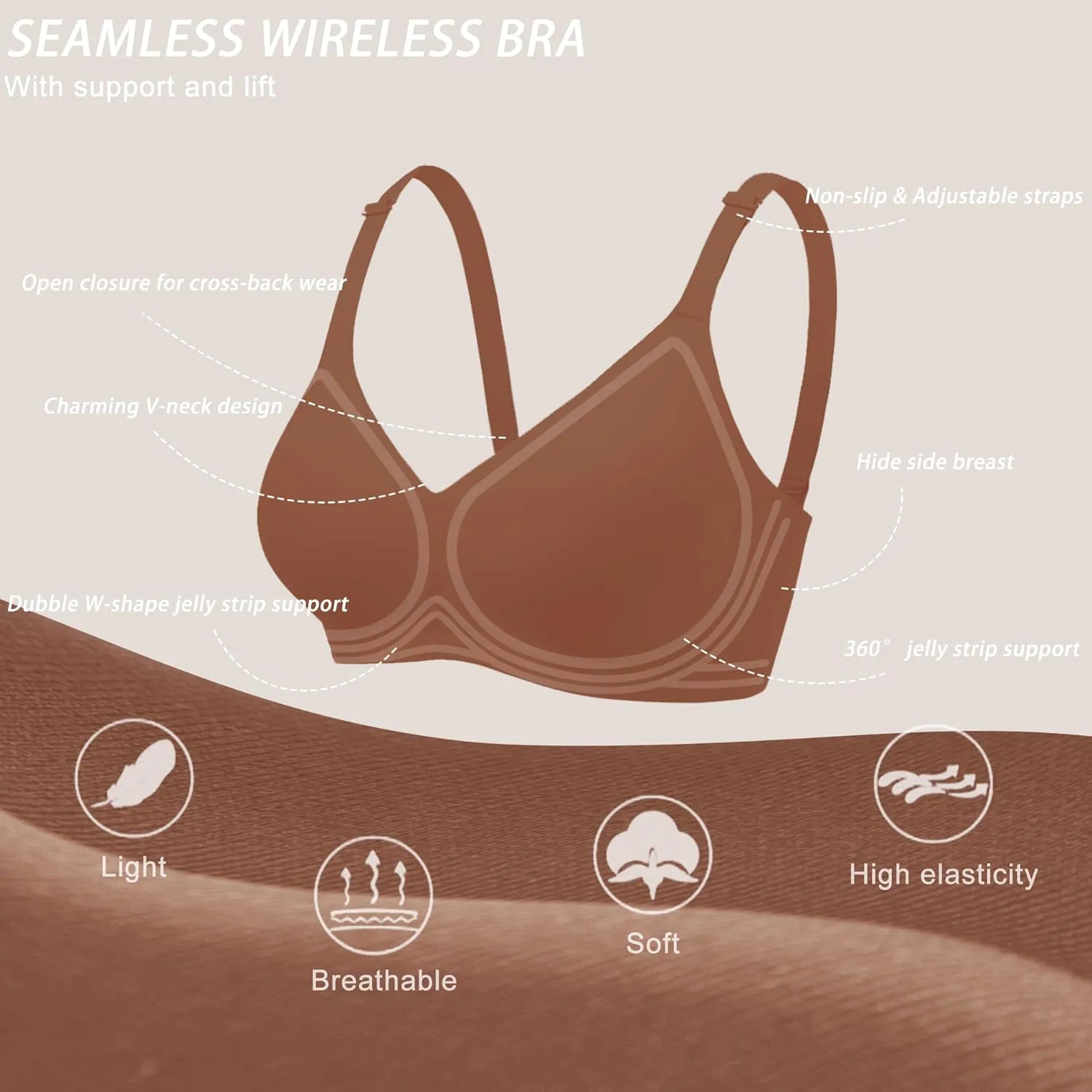 Gailife Smooth Wireless Bras for Women No Underwire Comfort Seamless Supportive Bra Raceback Push Up Bralettes Full Coverage